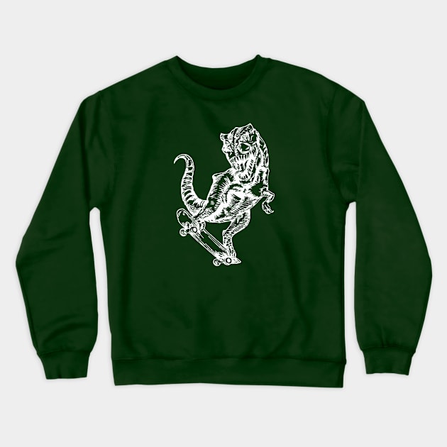 SEEMBO Dinosaur Skater Skateboarding Skateboard Skateboarder Crewneck Sweatshirt by SEEMBO